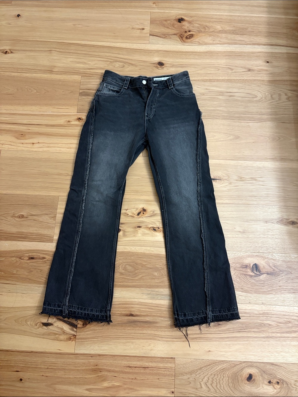 Men’s Black Washed Flared Jeans